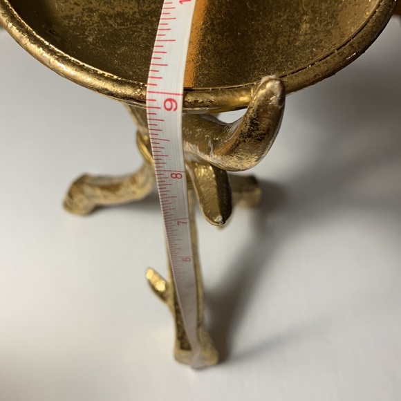 Gold tone Heavy Metal Deer Horns Candle Holder - Picture 11 of 12